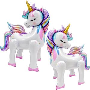 Self-Standing Unicorn Balloons for Girls Birthday Decorations Rainbow Unicorn Party Supplies - 28 Inch, Pack of 2