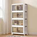 SONGMICS 26QT stackable storage bins with 1 Lid, 4-Tier Foldable Bins