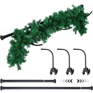 Sintuff Front Door Wreath Hanger with Christmas Garland 27.6-47.2 Inches Adjustable Garland Hanger for Different Doors with No Nails or Screws Heavy-Duty Cast Iron for Holding Christmas Wreaths Decor