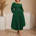 Plus Size Formal Dresses for Women Off Shoulder Long Sleeve Boat Neck Irregularly Flowy Midi Church Dress