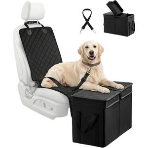 Dog Car Seat Extender with Seat Cover, Front & Back Seat Extender with Storage, Car Organizer for Large Dogs up to 120lbs