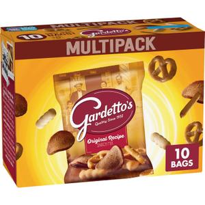 Gardetto's Original Recipe Snack Mix, Crunchy Breadsticks, Pretzels & Roasted Rye Chips, Kosher Snacks Multipack, 10 Single-Serve Bags, Individually Wrapped Party & Family Pack, 17.5 oz Bulk Box (EXP 03/05/26)