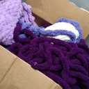 Chunky Yarn for Hand Knitting - #10 Chunky Chenille Yarn, Jumbo Big Thick Chunky Yarns for Crocheting, Super Bulky Chunky Knit Blanket Yarns, 8 Skein (25yd, 8oz/Skein), Cream & Multi Purple