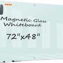 KIZZBY Glass Dry Erase White Board - Magnetic Boards for Wall, 72"x48" Large Frameless Whiteboard for Office, Home & School