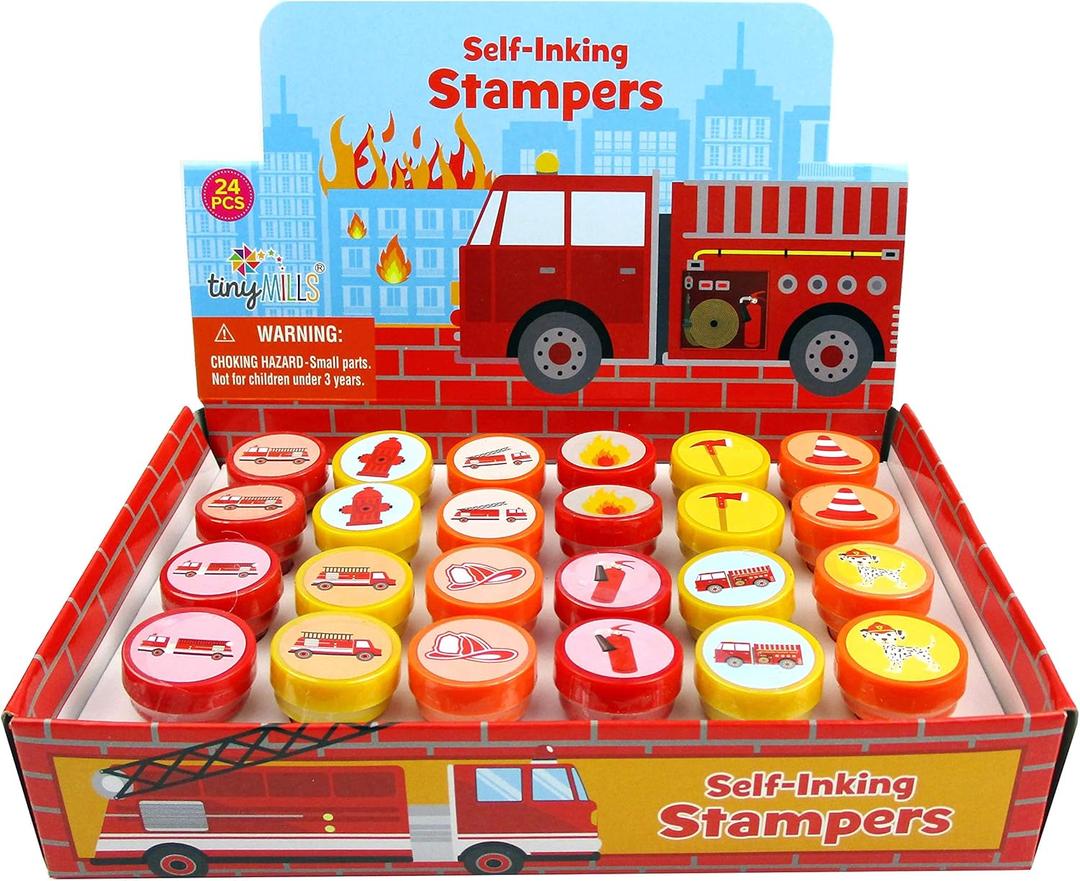 TINYMILLS 24 Pcs Firetrucks Stampers for Kids