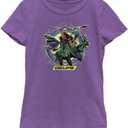 DC Comics Black Adam Cyclone Circle Girls Short Sleeve Tee Shirt (X-Large, Purple Berry)