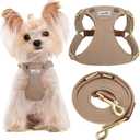 Puppytie No Pull xs Dog Harness with Multifunction Dog Leash,Soft Adjustable No Choke Escape Proof Pet Harness Vest,Denim Mocha Brown,XS