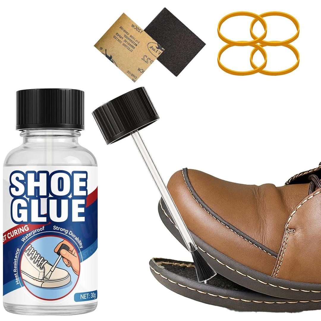Shoe Glue, 30g Clear Shoe Repair Glue Sole Repair Kit, Professional Waterproof Shoe Adhesive Fixes Cracks and Debond, Super Glue for Boots, Sneakers, Heels, Hiking Shoes, Leather, Sneakers (30 Ml)