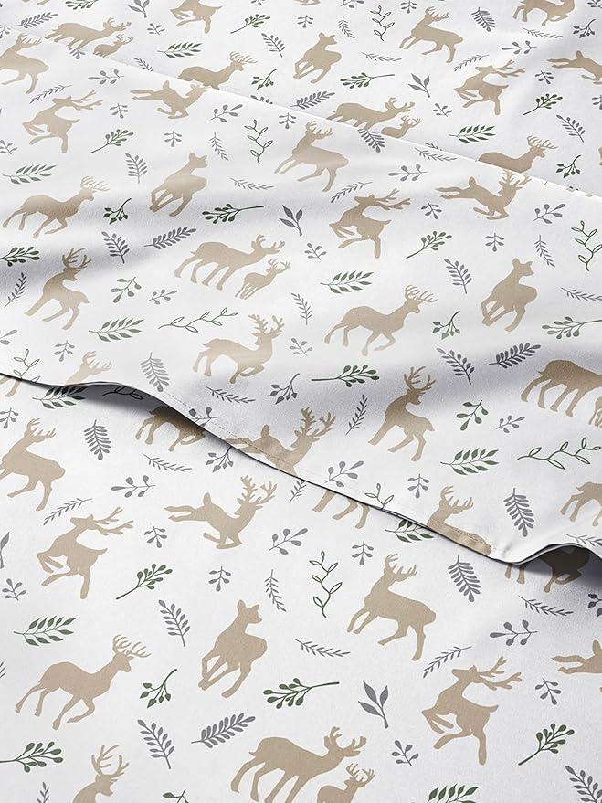 Full Christmas Reindeer Sheet Set - Holiday Xmas Pattern Bedding Set - Deep Pockets - Snug Fit - 4 Piece - Wrinkle Free - Comfy & Cooling Festive Winter - Holiday Sheets for Women, Men, Kids & Teens