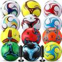 12 Pcs Bulk Soccer Balls with 2 Pump Official Size Deflated Soccer Ball Football for Indoor Outdoor Game Sports Training Adult Players Birthday Gift
