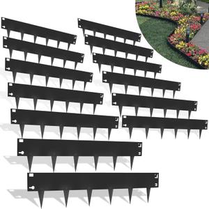 20FT/40FT Galvanized Steel Landscape Edging, 40" x 8" Metal Garden Border, Hammer-in Lawn Edging for Landscaping, Lawn Edge for Garden, Yard & Pathway (Black-12pcs)