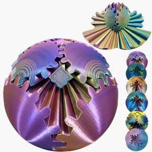 Gear Ball 3D Printed Spin Ball Cube Fidget Toys, Gear Sphere Fidget Toy, GearSphere Desk Toy Stress Fidget Balls, Fidgets Spinners for Adults & Kids Anxiety Relaxing (3.1 Inch, Laser Purple Blue)