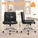 Black Office Chair with Wheels - 360 Swivel Armless Back SupportComfortable Pu Adjustable Rolling Desk Chairs for OfficeHomeVanityBedroomBig Space (Widened Black), 34.6" H X 22" W X 22" D