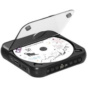 ENVYCLOUD CD Player Portable with Dual Stereo Speakers, Rechargeable Portable CD Player with Bluetooth for Home with Headphones, Support CD/AUX/USB,Black