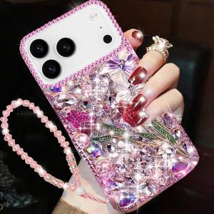 Changjia for iPhone 18 Pro Max/17Pro Max Glitter Bling Case with Strap,Pink