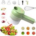 AXEDAES 4 in 1 Multi-Functional Portable Electric Vegetable Cutter Set, Wireless Vegetable Processor for Garlic, Peppers, Onions, Celery, Ginger, Meat, With Brush, Comes with Egg & Cream Beater