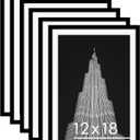 PEALSN 12x18 Picture Frame Set of 6, Display Pictures 11x17 with Mat or 12x18 without Mat for Wall Mounting Display, Poster Frames Collage for Wall Decor, Black.