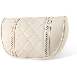 LUNDA Luxury Car Neck Pillow Car Travel Neck Rest Pillows Seat Cushion Support Napa Leather for Mercedes Benz S-Class headrest Beige