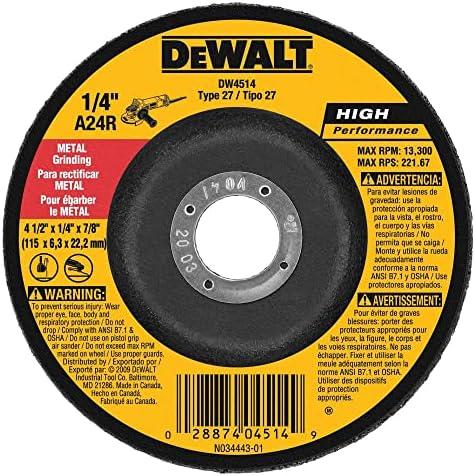 DEWALT DW4514 1/4" Thick Grinding Wheel with 4-1/2" Diameter and 7/8" Arbor
