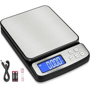 Fuzion Digital Shipping Postal Scale - 88lb x 0.1oz, Stainless Steel Platform, 5 Units, Hold/Tare/PCS Counting, Easy Calibration, Large LCD, Scale for Packages, All-in-1 Shipping Scale (PS2)