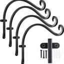 AJART Hanging Plant Hanger Outdoor: 12-Inch Metal Bird Feeder Wall Hooks - 4 Pieces Black Plant Bracket Hook for Hanging Flower Baskets