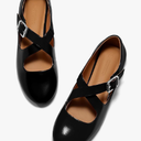 Coutgo Women's Ballet Flats Comfortable Closed Round Toe Criss Cross Ankle Strap Dress Dance Flat Shoes Size 6