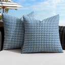 MIULEE Pack of 2 Outdoor Throw Pillow Covers Decorative Farmhouse Square Waterproof Pillows for Tent Patio Garden Balcony Sofa, 18x18 Inch Blue