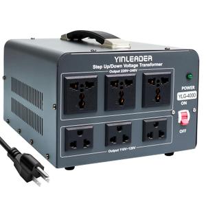 Yinleader 110V to 220V Voltage Converter Transformer 4000W Step Up/Down 110/120-220/240V with US and Universal Outlet, Resettable Circuit Breaker