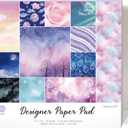 2 x Shimmer Sky Galaxy Watercolor 12x12 Paper Pad Pack Scrapbook Cardstock Decorative Patterned Paper for Card Making Journaling Planner Origami Scrapbook Paper Scrapbooking Supplies