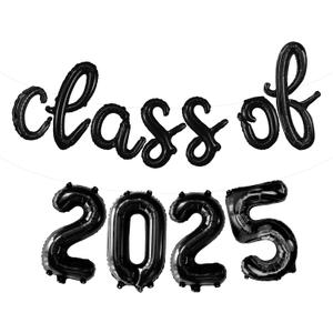 KatchOn, Black Class of 2025 Balloons Banner - Script, 16 Inch | 2025 Balloons Graduation, Graduation Decorations 2025 | Class 2025 Decoration, Class of 2025 Sign