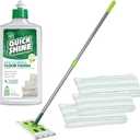 Quick Shine Multi Surface Floor Clean + Polish Mop Kit w/ 3 Reusable Pads & 1-16 oz. Floor Finish | Use Wet + Dry | Hardwood, Luxury Vinyl Plank, Laminate | Safer Choice pH Neutral Formula