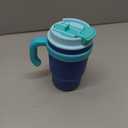 Fimibuke 16oz Kids Insulated Tumbler with Handle & Straws - 2 Pack BPA FREE 18/8 Stainless Steel Toddler Cups with Sip/Swig 2-in-1 Lids, Leak Proof Kid Drinking Cup Travel Mugs for Children Boys Girls (B2.Navy Blue & Light Blue)