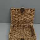 Decorative Box with Lid, Wicker Storage Basket, Water Hyacinth Woven Decorative box for Shelf, Coffee Table, Console Table, Home Decor (Small)