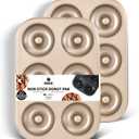 HONGBAKE Nonstick Donut Pans For Baking, 2-Pack 6 Cavity Upgraded Deepened Doughnut Tray, Heavy Duty Mini Bagel Mold for Oven - Bronze Gold