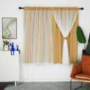 INLINAS Gold Blackout Curtains with Sheer Overlay - Back Tab and Rod Pocket Thermal and Noise Reduction Panels for Bedroom and Living Room Light Blocking and Energy Saving, 52 x 63 Inches, Set of 2