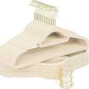 Premium Velvet Hangers 30 Pack with Gold Hooks, Non-Slip, Space Saving Felt Clothes Hangers, Sturdy Slim Flocked Hanger for Dresses, Coats, Tie and Pants(Beige)