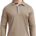 Men's Business Long and Short Sleeve Polo Shirts Mercerized Cotton Blend Casual Stylish Collared Shirts (XL)