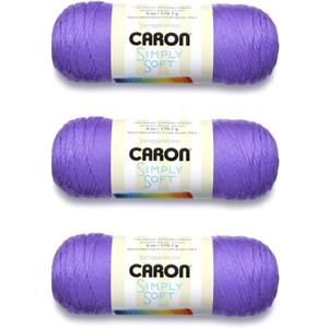 Caron Simply Soft Grape Brites Yarn - 3 Pack of 170g/6oz - Acrylic - 4 Medium (Worsted) - 315 Yards - Knitting/Crochet