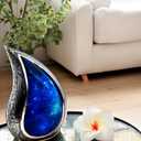 Galaxy Teardrop Urns for Human Ashes, Funeral Cremation Urn with Velvet Bag, Keepsake Urn for Adults, Large for your loved ones Urns for Blue Starry Sky Capacity10 inch (200 cubic inches) BY 5MOONSUN5