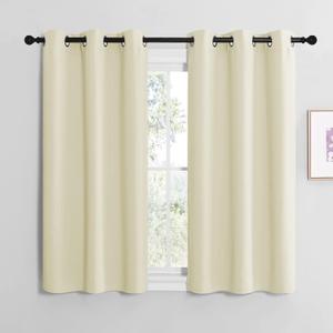 NICETOWN Kitchen Curtains for Decoration, Thermal Insulated Grommet Room Darkening Draperies/Panels for Laundry (Beige, 2 Panels, W42 x L48 inches)