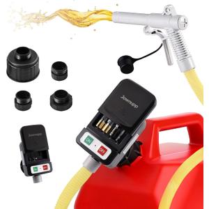 Portable Fuel Transfer Pump with Auto-Stop, 51" Extra Long Hose, 3.2 Gallon per Min, 4 Can Adapters and Leak protection, Automatic Powered Gas Pump for Oil, Diesel and Gasoline