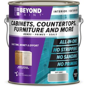 Beyond Paint Furniture, Cabinets and More All-in-one Refinishing Paint Gallon, No Stripping, Sanding or Priming Needed, Soft Gray (BP23)