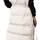 Shanfetl Women's Long Quilted Vest Hooded Maxi Length Sleeveless Puffer Vest Padded Coat Winter Outerwear (Beige)