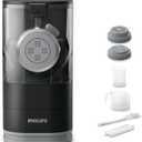 Philips Kitchen Appliances Compact Pasta and Noodle Maker, Viva Collection, Comes with 3 Default Classic Pasta Shaping Discs, Fully Automatic, Recipe Book, Small, Black (HR2371/05)