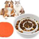 GH Ceramic Slow Feeder Dog Bowl, 3 Cups, 2 Pet Flying Discs Included - White