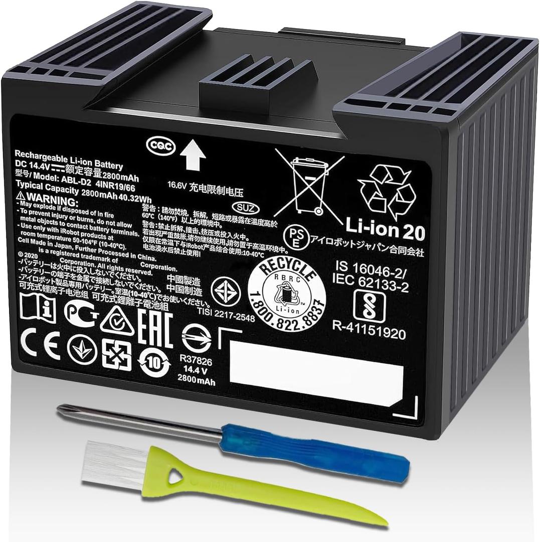 ABL-D2 Battery Replacement for iRobot Roomba j7 i7 i8 i4 i3 e5 e6 Series j7+ j7550 i4 i4+ i8+,for Roomba Combo j5 i5 j7+ j9+Series Base Robots Blade battery for roomba,Roomba Battery 2800mAh