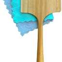 Teak Wide Wooden Spatula with Microfiber Cloth - Natural Non-Stick Healthy Kitchen Utensils - Handcrafted with Comfort Grip