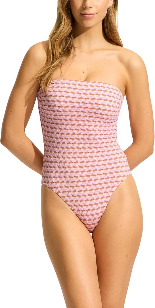Seafolly Womens Dd Cup Bandeau One Piece Swimsuit (10, Mala Blossom)