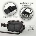 2 x Boutique Fleece Belt Bag | Sherpa Checkered Crossbody Fanny Pack for Women | Fashionable Cute Waist Pack | Small Chest Bag | Gold Accessories | Adjustable Extended Strap | Black Checker