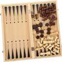 1Set Chess Checkers Travel Game Portable Folding Chessboard for Home School and Outdoor Fun